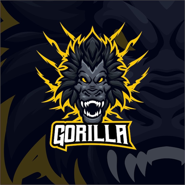 Gorilla masscot logo esport illustrazione vettore premium