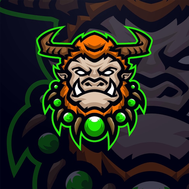 고릴라 마스코트 로고 esport 프리미엄 벡터