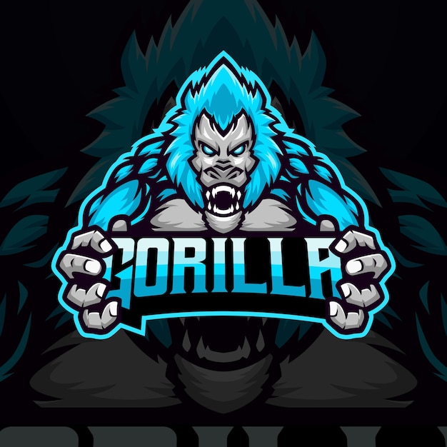 Gorilla masscot logo esport премиум векторы