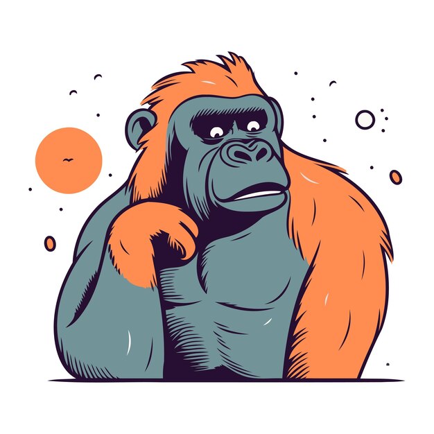 Vector gorilla met de hand getekende vectorillustratie geïsoleerd op witte achtergrond