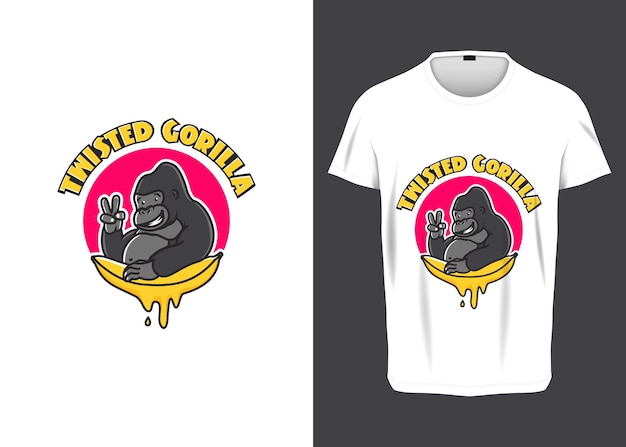 Vector gorilla met gesmolten banaan vectorillustratie voor tshirt prints, posters, kleding en ander gebruik