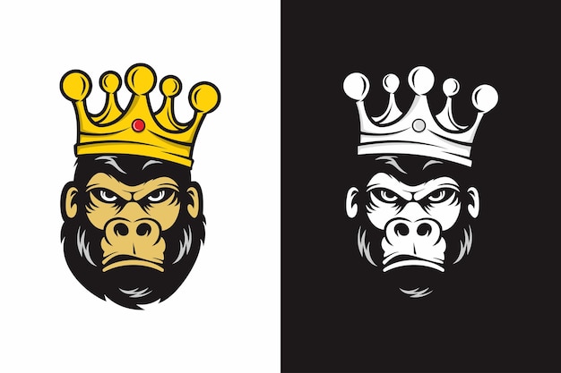 Gorilla met kroon illustratie logo