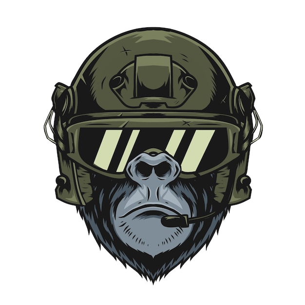 Gorilla met militaire helm Vector