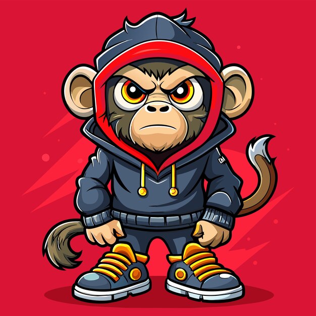 Vector gorilla monkey jangle hand drawn mascot cartoon character sticker icon concept isolated illustration