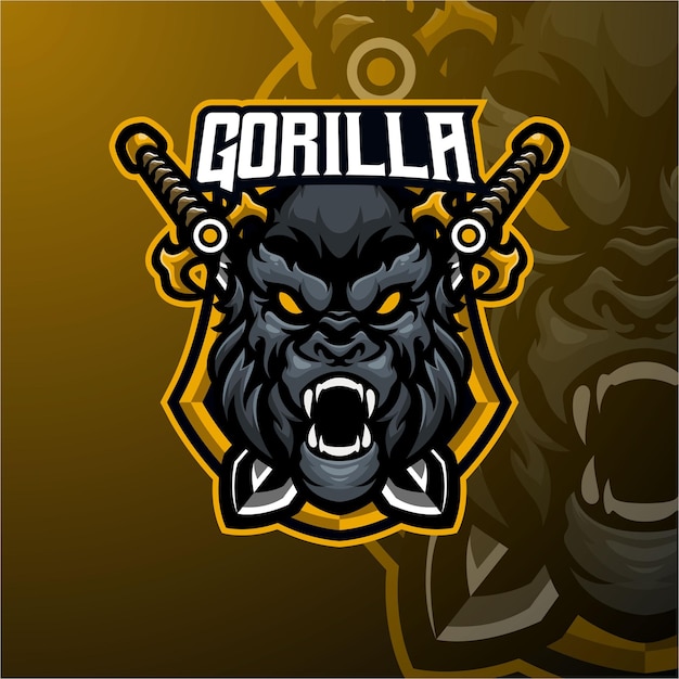 Gorilla ridder masscot logo esport premium vector