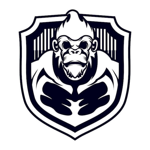 Gorilla Shield Logo gorilla and shield vector badge logo template gorilla simple silhouette shield