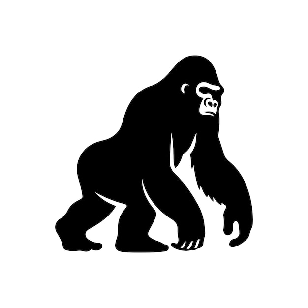 Vector gorilla silhouette style vector illustration on white background comic book style roaring gorilla