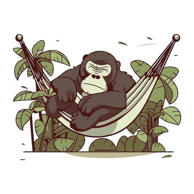 Vector gorilla sitting in hammock vector illustration for your design