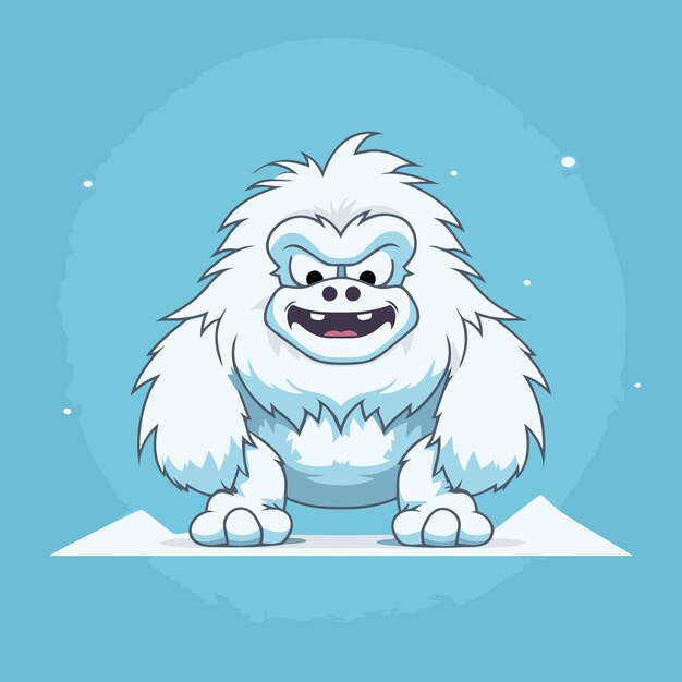 Vector gorilla sitting on ice vector illustration in cartoon style