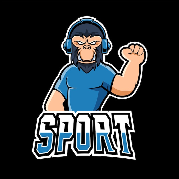 Gorilla Sport 및 esport 게임 마스코트 로고