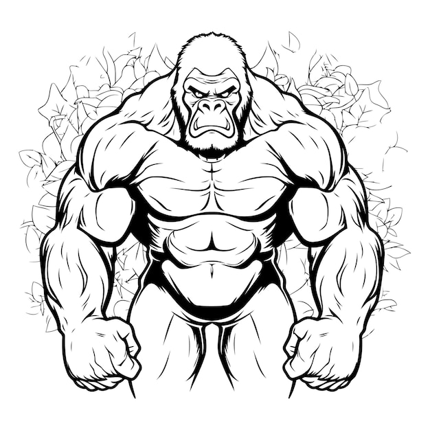 Gorilla strong man Bodybuilding powerlifting fitness concept ready for vinyl cutting