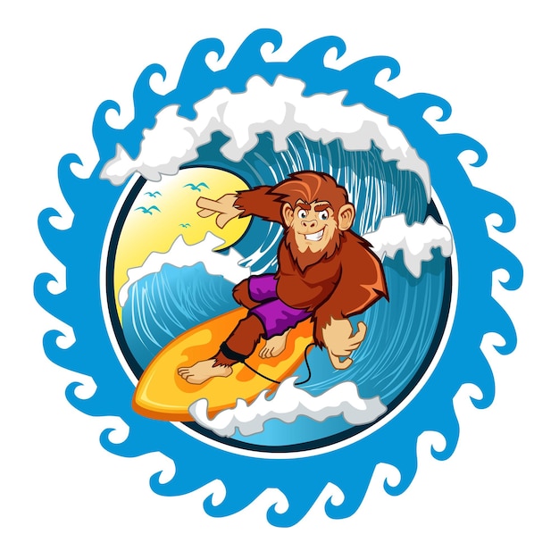 Vector gorilla surfers cartoon in vector