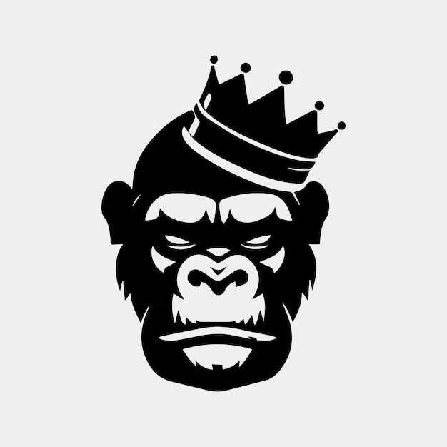 Gorilla symbool met een kroon logo ontwerp silhouet vector ontwerp
