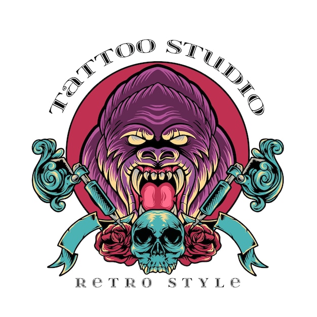 Gorilla tattoo studio retro-stijl