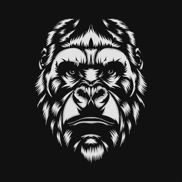 Gorilla vector art sketch face vector illustration