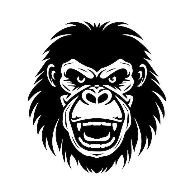 Gorilla Vector Black and White Cutting Printing