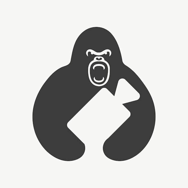 Gorilla Video Camera Logo negatieve ruimte Concept sjabloon. Gorilla met videocamerasymbool