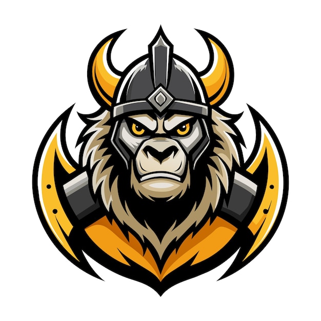 Gorilla warrior logo illustration