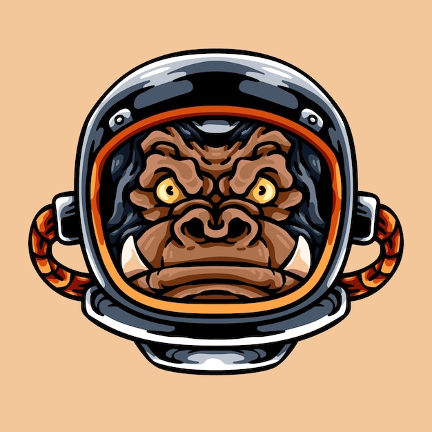 Gorilla With Astronaut Helmet Illustration