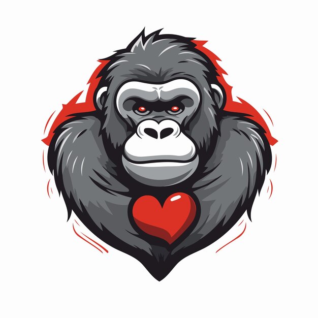Gorilla with heart Vector illustration of a gorilla mascot