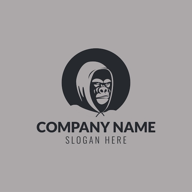 Gorilla with hoodie logo graphic design vector illustration