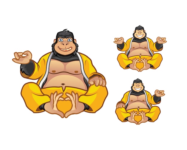 Vector gorilla zen cartoon mascot