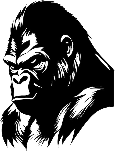 Gorilla Zwart Monochroom Mascot-logo