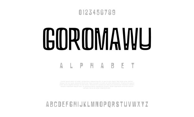 Goromawu creatief modern stedelijk alfabetlettertype Digitale abstracte moslim futuristische modesport