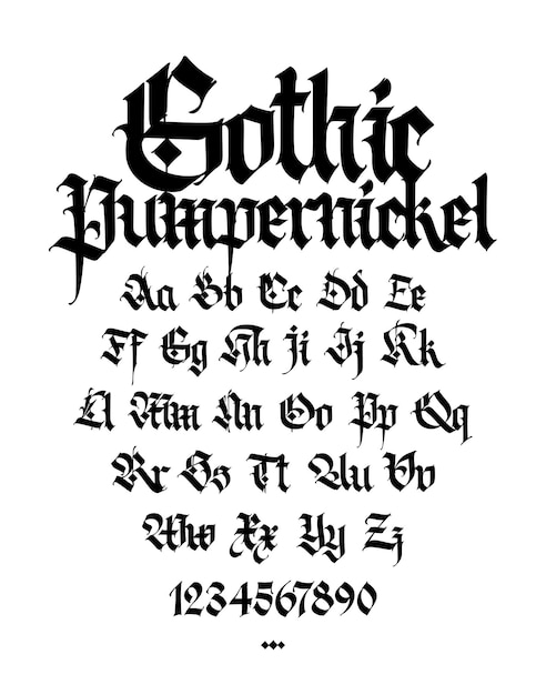 Gothic alphabet Contemporary Gothic Black calligraphic letters Medieval Latin letters