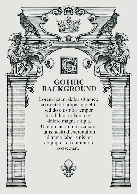 Gothic background with griffin