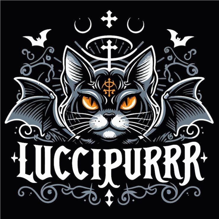Vector a gothic cat with halloween elements