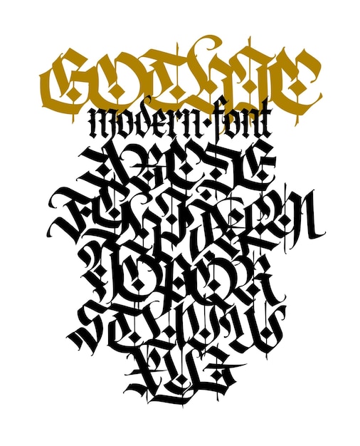 Gothic Elegant European typeface for tattoo and design Medieval Germanic modern style