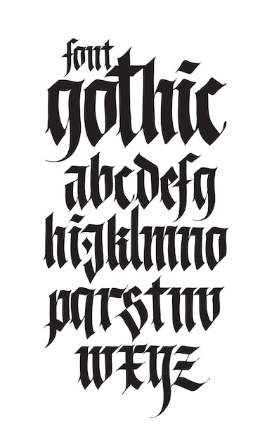 Vector gothic english alphabet font for tattoo personal and commercial purposes