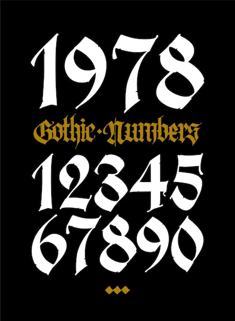 Gothic figures beautiful and stylish calligraphy