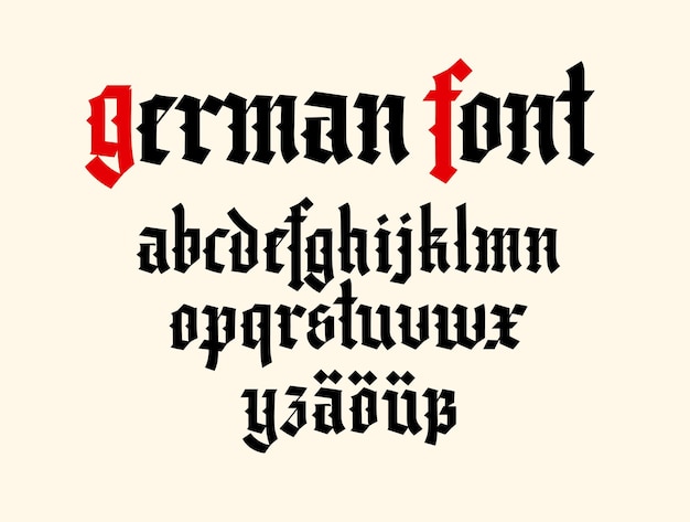 Gothic font from Latin letters German alphabet