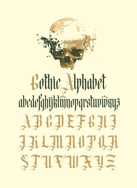 Vector gothic font full set banner