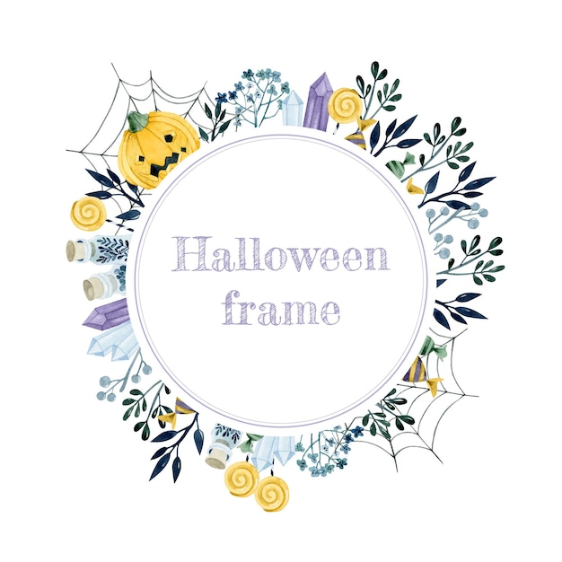 Gothic halloween frame watercolor template for invitation