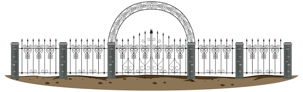 Gothic metal gate on white background