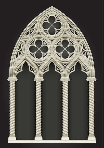 Gothic realistic cathedral window with stained glass