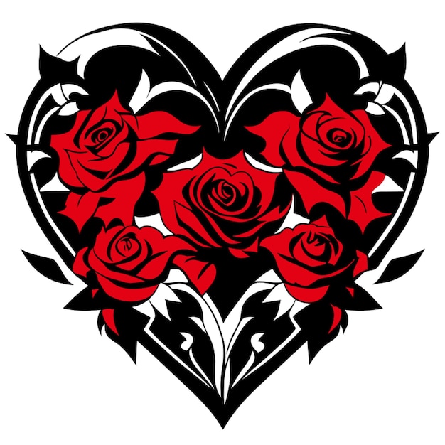 gothic roses an a heart vector illustration