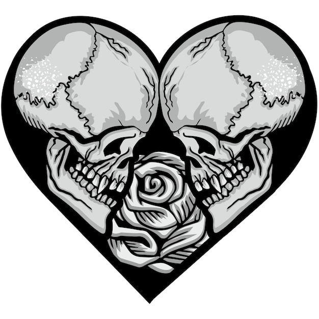 Вектор Готический знак с черепом и сердцем гранж винтажный дизайн футболки