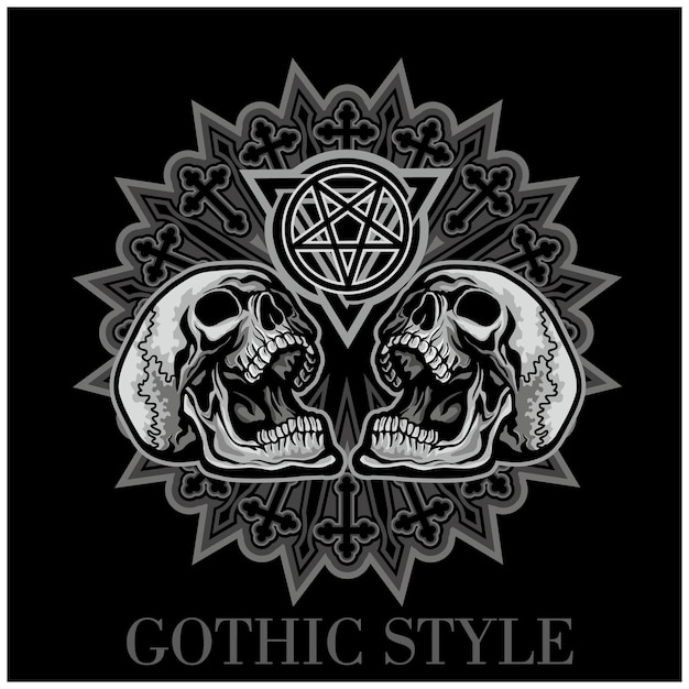 Gothic sign with skull grunge vintage design t shirts