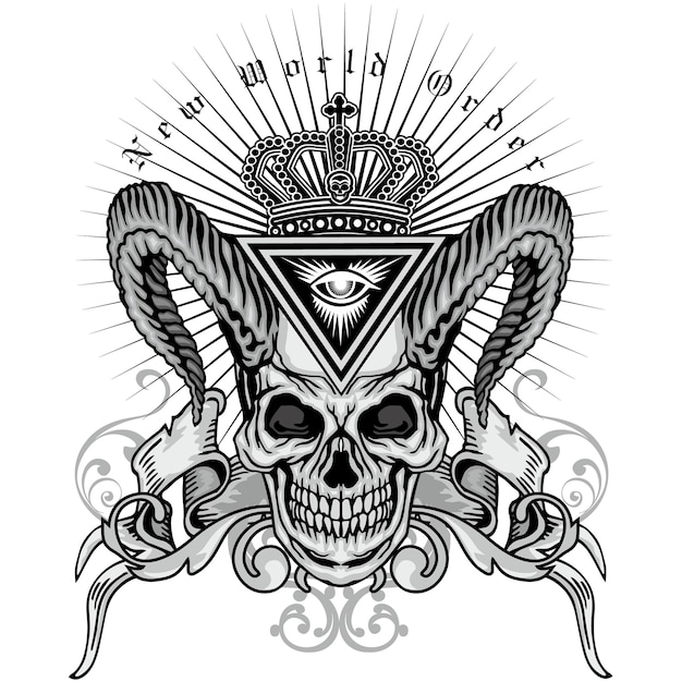 Vector gothic sign with skull grunge vintage design t shirts