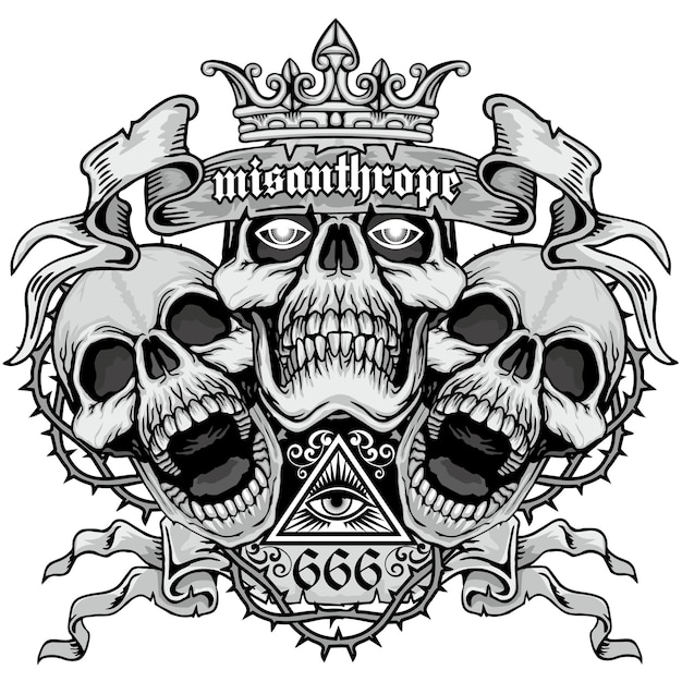 Gothic sign with skull grunge vintage design t shirts