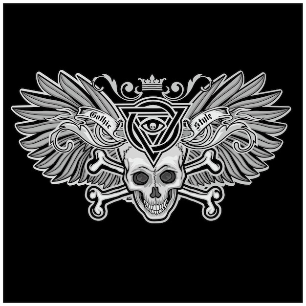 Готический знак с черепом и крыльями, футболки с винтажным дизайном в стиле гранж