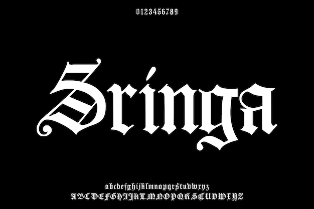 Gothic Sringa Creative Vector Blackletter Display Alphabet Font Design Vector Illustratie