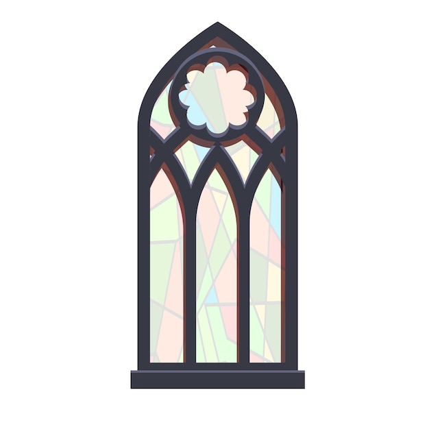gothic stained glass window with colorful pattern letting light through
