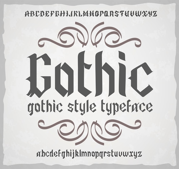 Vector gothic style typeface old style font