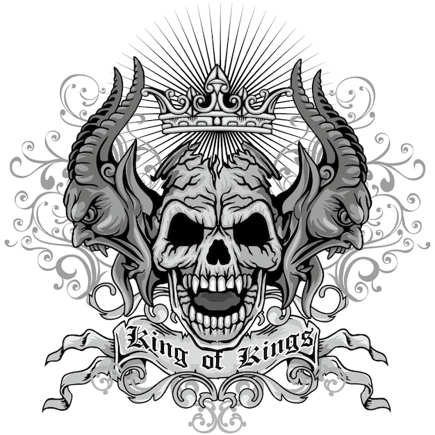 Gothic teken met schedel grunge vintage ontwerp t-shirts