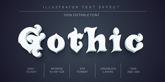 Vector gothic text effect, font style